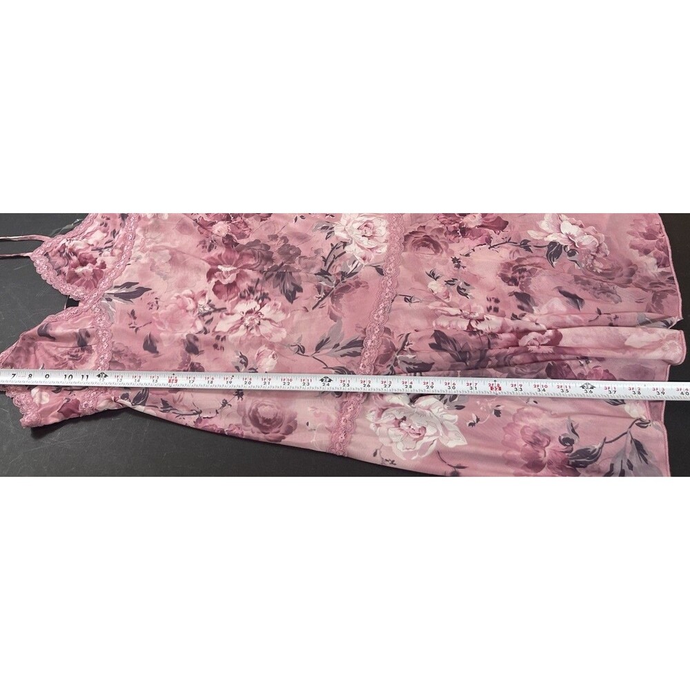 Y2K Babydoll Madden NYC Cocquette Pink Floral Lace Asymmetrical Slip Dress L - Picture 10 of 16